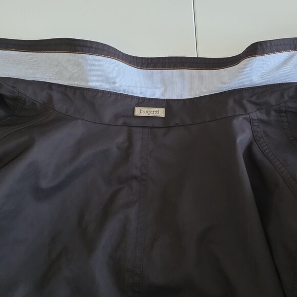 Bugatti Coat Men 52R Black Water Repellent Mackintosh Buttons Pockets Minimalist - Picture 15 of 16